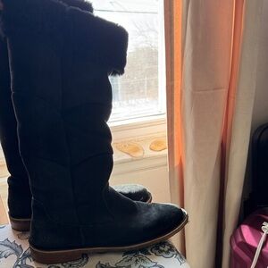 Original **UGG AUSTRALIA**Boots Black Ankle Boots with Fur Trim